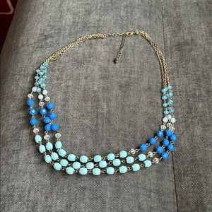 Blue and Gold Beaded Necklace